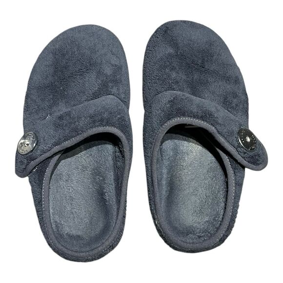 Vionic | Orthopedic Gray Plush Hook and Loop Closure Slippers 6 - Picture 4 of 10